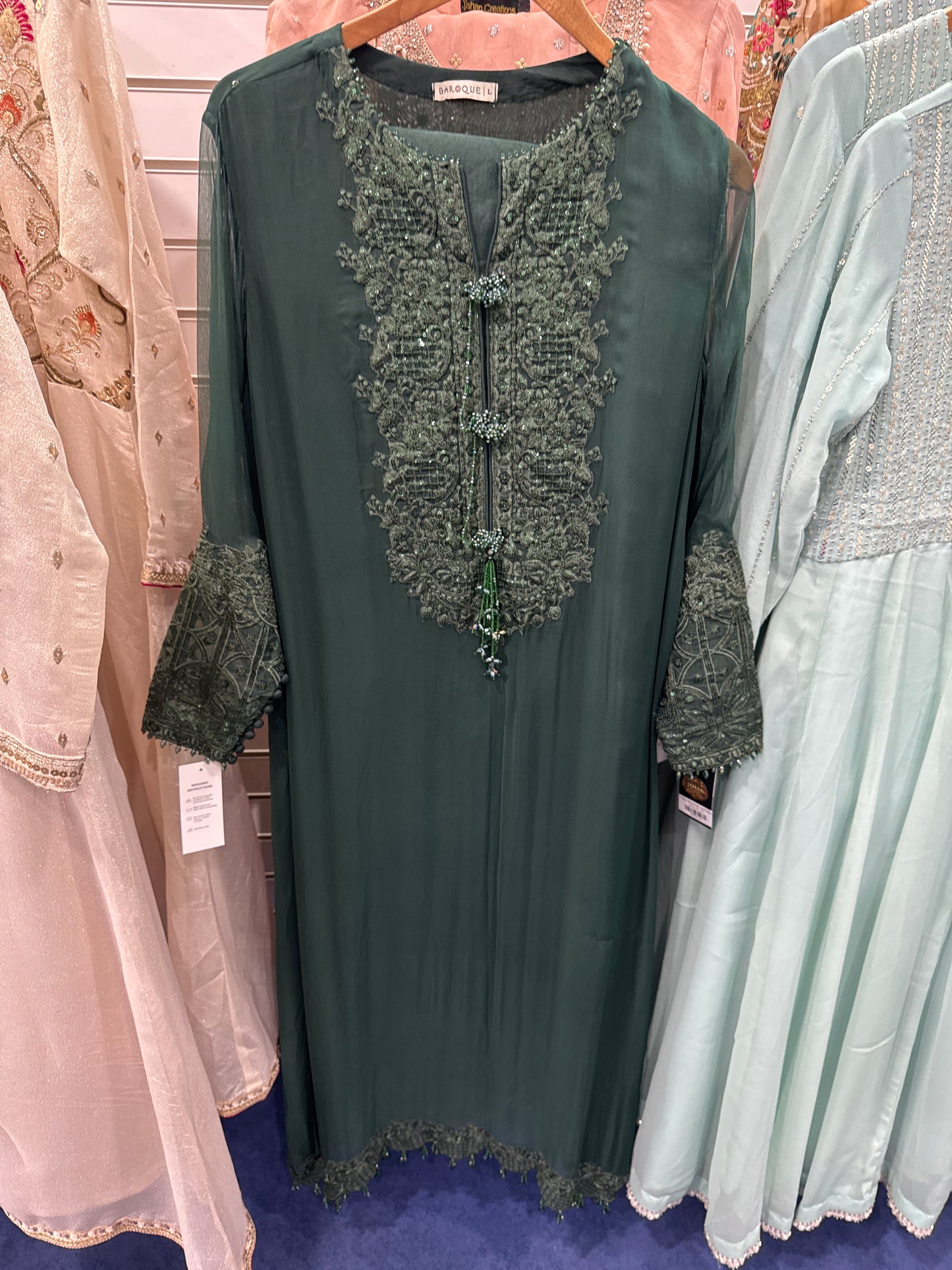 Green 3Pcs Suit Embroidery Large