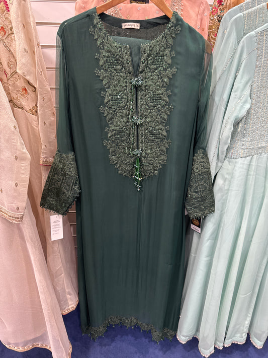 Green 3Pcs Suit Embroidery Large