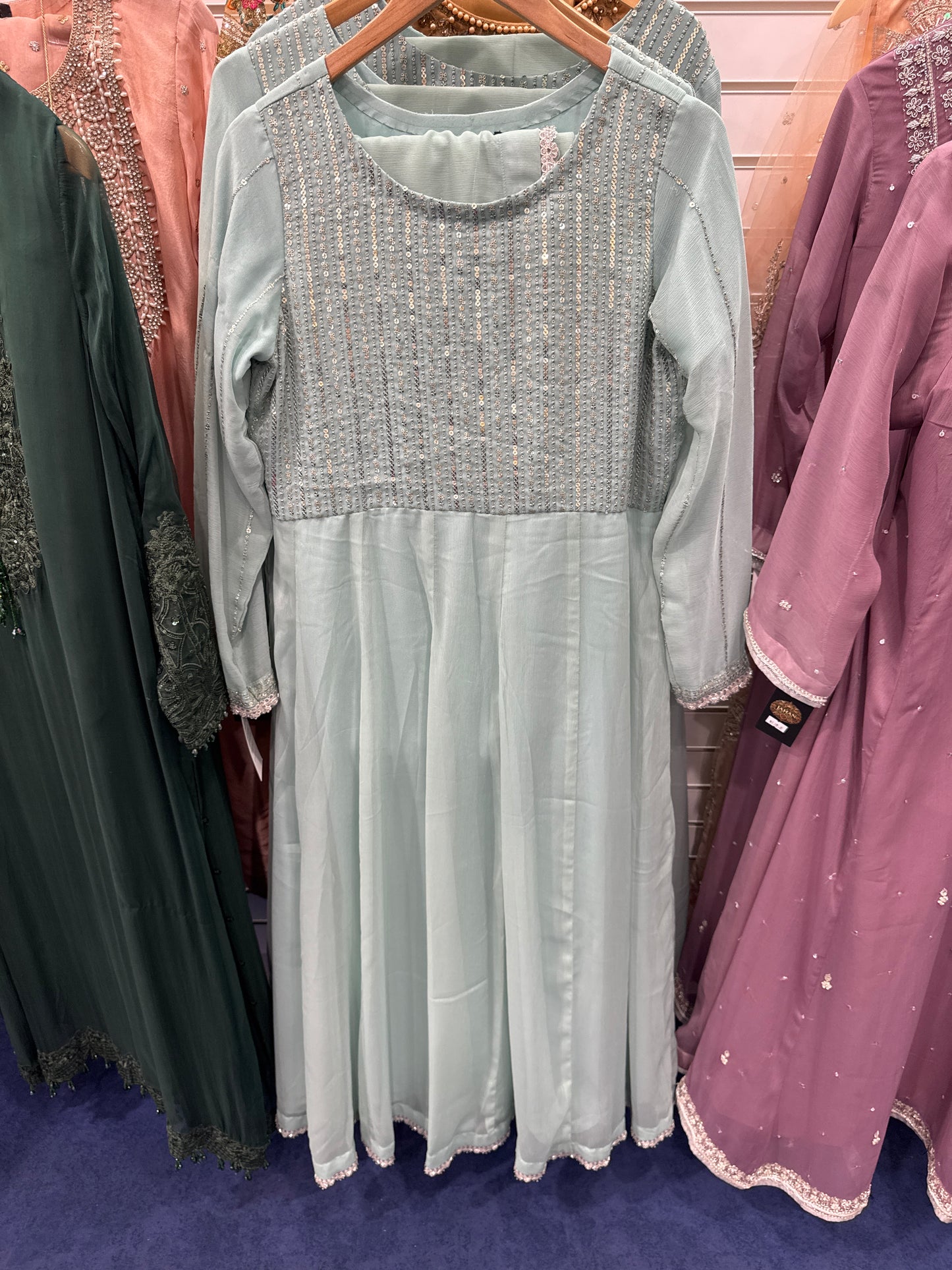 3 Pcs Anarkali Suit Aqua