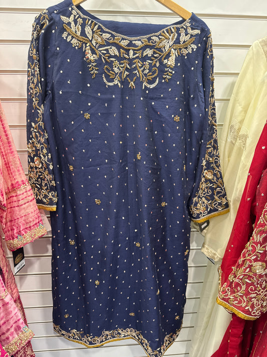 3Pcs Suit Emb - Navy Blue