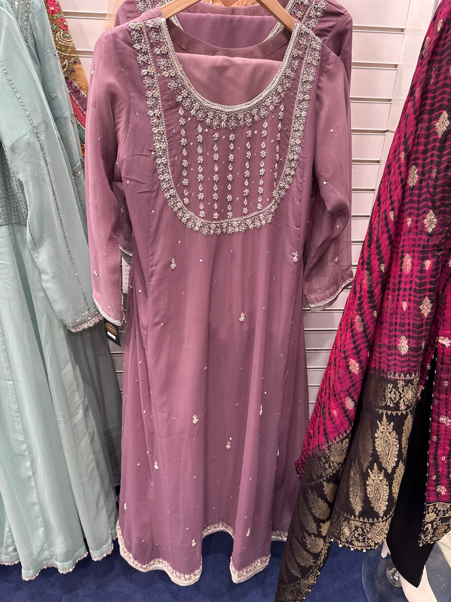 Purple Fancy Embroidery 3Pcs Suit