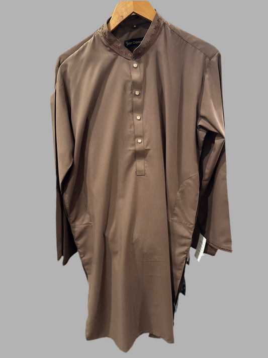 Mens Embroidered Suit - Brown