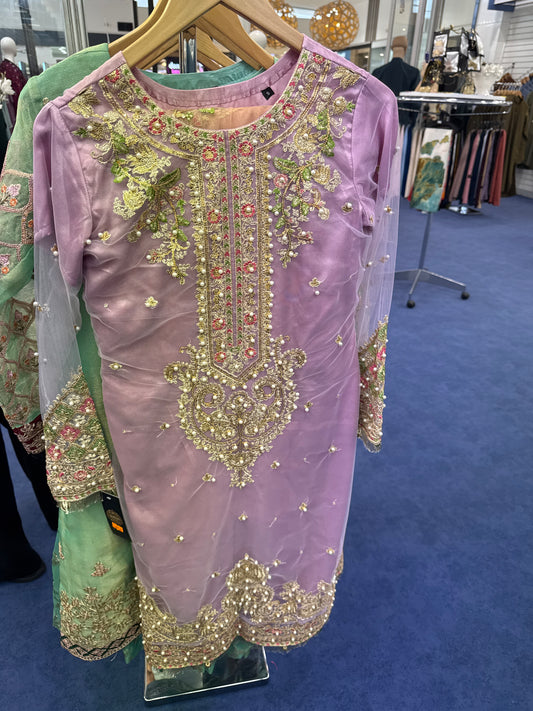 Purple Moti Embroidered 2Pc Suit