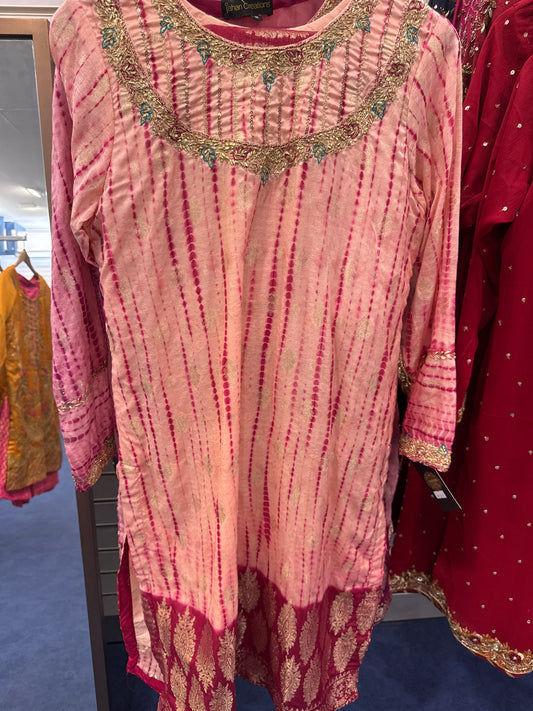 Ladies 3 Piece Suit Peach Maroon