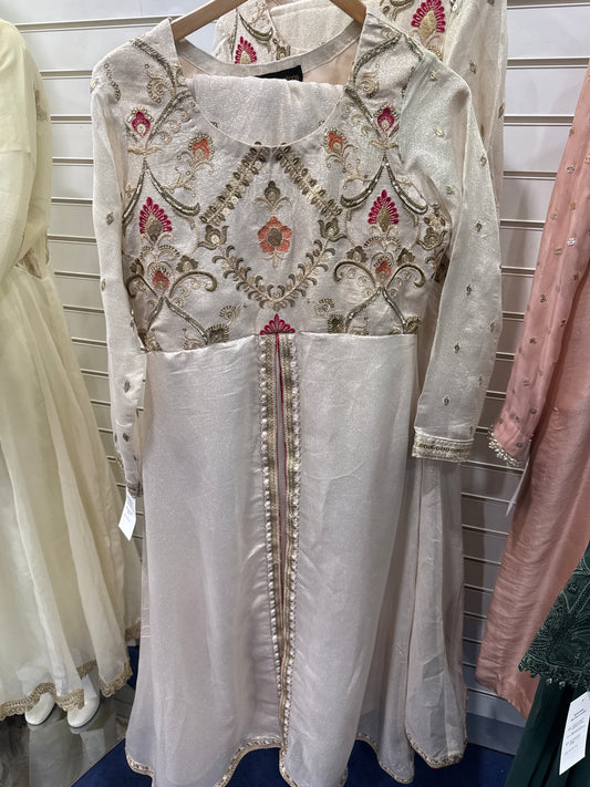 Cream 2 Pcs Suit Emb