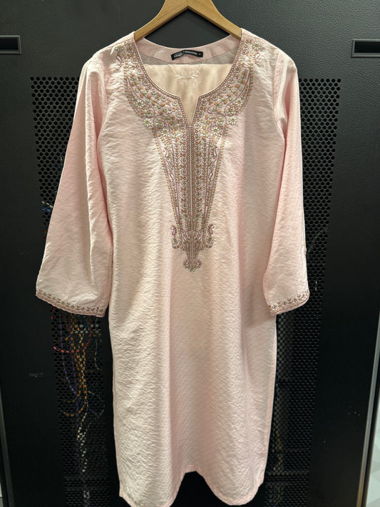 Baby Pink Cotton 3 Piece Suit