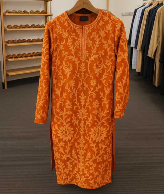 Embroidred Organza 3 Pcs Suite Orange